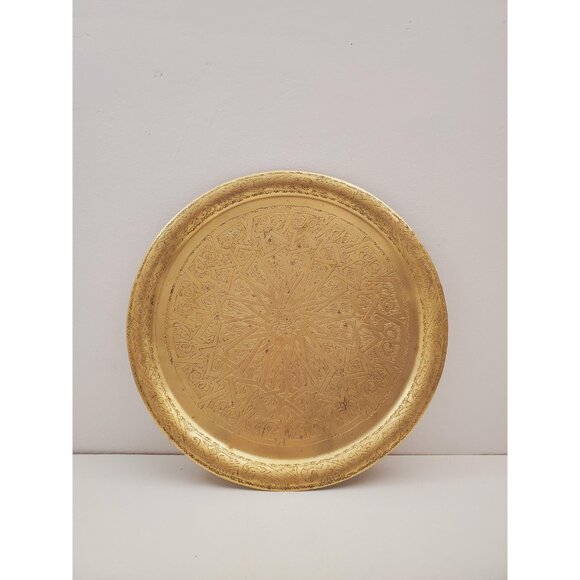 Vintage Brass Plate,Brass Plate, Carved Trincket Plate, Carved Brass Plate, - Picture 2 of 10